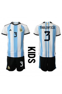 Argentinië Nicolas Tagliafico #3 Babytruitje Thuis tenue Kind WK 2022 Korte Mouw (+ Korte broeken)